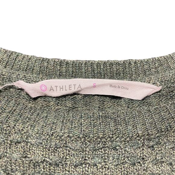 Athleta Tunic Sweater Merino Wool Blend Thermal Honeycomb Knit Moss Green Small - Picture 4 of 11